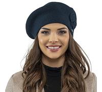 Vivisence Boina De Mujer para Invierno Otoño Elegante para Damas Tejido Cálido Otoño E Invierno Ajuste Estilo Clásico Ideal para Cada Día 7037, Azul Marino,Talla Única