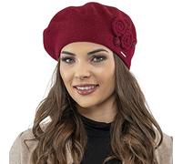 Vivisence Boina De Mujer para Invierno Otoño Elegante para Damas Tejido Cálido Otoño E Invierno Ajuste Estilo Clásico Ideal para Cada Día 7037, Granate,Talla Única
