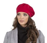 Vivisence Boina De Otoño Invierno para Mujer Elegante De Estilo Clásico Hecha Ideal para Ajuste Talla Única Cómoda Y Versátil 7005, Rojo,Talla Única