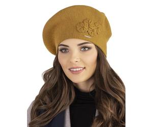 Vivisence Boina De Otoño Invierno para Mujer Elegante para Damas con Forro Cálido Y Detalles Florales Hecho De Lana Acrílica para Días Fríos En Ajuste Estilo Clásico 7006, Miel,Talla Única