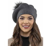 Vivisence Boina Invernal con Pompón para Mujeres 7035, Gris Oscuro,Talla Única