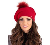 Vivisence Boina Invernal con Pompón para Mujeres 7035, Rojo,Talla Única