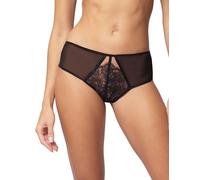 Vivisence Bragas para Mujeres Elegante con Inserción Delantera Central De Tul Cubierta De Encaje Laterales De Malla Decoradas con Lazo Y Cinta De Raso En La Parte Delantera, Negro,38