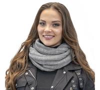 Vivisence Bufanda Redonda De Mujer Para Invierno Otoño Clásica Y Moderna Tejido Cálido Para Días Fríos Se Pone A Dos Veces Dimensiones 138 Cm X 42 Cm 7019S, Gris Claro,Talla Única