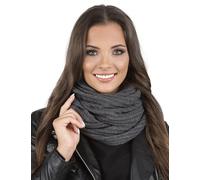 Vivisence Bufanda Redonda Invernal Para Mujeres 7017S, Hecho En La UE, Gris Oscuro,Talla Única
