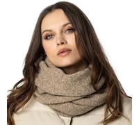 Vivisence Bufanda Redonda Para Mujeres Clásica Con Diseño Melange Hecha De Cálido Hilo De Lana Con Pliegue Doble Y Detalles Elegantes Ideal Para Protegerse Del Frío En, Melange Beige,Talla Única