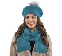 Vivisence Conjunto De Boina Y Bufanda para Damas 7035Kmpl, Azul Claro,Talla Única