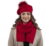 Vivisence Conjunto De Boina Y Bufanda para Damas 7035Kmpl, Rojo,Talla Única