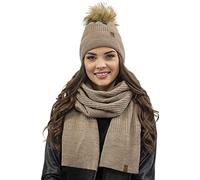 Vivisence Conjunto De Gorro Y Bufanda Elegante para Mujeres 7042Kmpl, Beige,Talla Única
