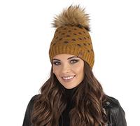 Vivisence Gorra De Punto Invernal para Mujer 7033, Amarillo,Talla Única