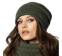Vivisence Gorro Clásico para Mujeros De Invierno con Dos Pliegues Traseros Hecho De Lana con Forro Interior Y Estampado Melange Días Fríos, Melange Verde,Talla Única