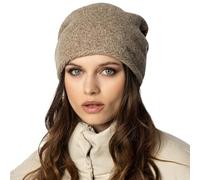 Vivisence Gorro Clásico para Mujeros De Invierno con Dos Pliegues Traseros Hecho De Lana con Forro Interior Y Estampado Melange Días Fríos, Melange Beige,Talla Única