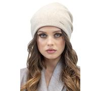 Vivisence Gorro De Las Mujeres Otoño Invierno Clásico De Lana para con Ajuste Forro Interior Tres Pliegues Y Placa Decorativa con Logotipo Ideal para Días Fríos 7085, Ecru,Talla Única
