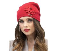 Vivisence Gorro De Mujer Clásico Cálido Y Cómodo De Lana para Invierno 7010, Rojo,Talla Única