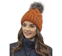 Vivisence Gorro De Otoño Invierno para Mujer De Punto con Pompon De Piel Sintética Ajuste Forro Cálido Elegante Y Flexible Protege contra El Frío La Nieve Y El Viento, Naranja,Talla Única