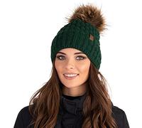 Vivisence Gorro Invernal para Mujeres De Punto Elegante con Corte Clásico Hecho De Hilo Cálido con Pompón Y Forro Interior Ideal para Los Días Fríos De Invierno, Verde,Talla Única