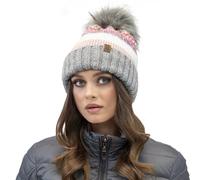Vivisence Gorro Invierno para Mujeres De Colores con Pompón Y Forro Polar Antiestático Hecho De Hilo Cálido con Lana Fríos Días De Invierno, Gris,Talla Única