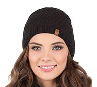 Vivisence Gorro para Mujeres De Punto Elegante para Damas con Corte Clásico Beanie Hecho De Hilo Cálido Y Suave Ideal para Los Días Fríos De Invierno, Negro,Talla Única