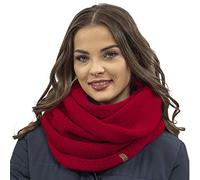 Vivisence Inviernales De Las Mujeres Bufanda Redonda Elegante Con Corte Clásico Hecha De Hilo Cálido Para Damas Ideal Para Los Días Fríos De Invierno Perfecta Para Cada Ocasión, Rojo,Talla Única