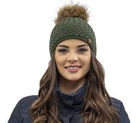 Vivisence Mujer Gorro De Invierno Forro Polar Suave Calidez Diaria con Pompón, Verde,Talla Única