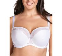Vivisence Sujetador Semi-Acolchado Femenino con Encaje Floral Tirantes Anchos Y Detalles Elegantes Comodidad Diaria, Blanco,100C