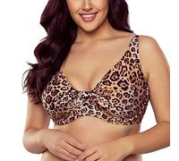 Vivisence Top De Bikini Blando De Rayas para Mujeres 3203, Leopardo,100C