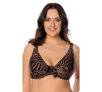 Vivisence Top De Bikini Blando De Rayas para Mujeres 3203, Marrón-Negro,110C