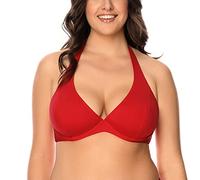 Vivisence Top De Bikini Blando para Mujeres 3215, Rojo,100D