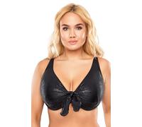 Vivisence Top De Bikini Sin Relleno Liso para Mujeres 3202, Negro Brillante,100D