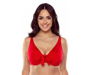 Vivisence Top De Bikini Sin Relleno Liso para Mujeres 3202, Rojo,90G