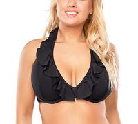 Vivisence Top De Bikini Sin Relleno Liso para Mujeres 3220, Negro,105E