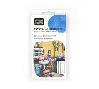 Viviva Colorsheets, hojas de colores con acuarela, 16 acuarelas vibrantes + pincel de agua, para exteriores y viajes, set sketcher