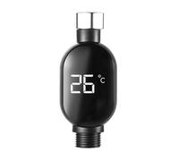 VIVIWI Cabezal de ducha con sensor térmico pequeño, pantalla de temperatura, diseño impermeable, conector de acero de ajuste general para uso en baños