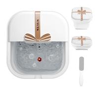 VIVIYA - Spa de baño plegable para pies con rodillos de calor y masaje, bañera plegable para remojar pies con chorros de burbujas y luz LED, masajeador de pedicura con limpiador de pies para uso