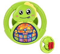 VIVIYCFISH Volante de juguete para niños para cochecitos de bebé, carritos de compras, carros, con música y luz, verde