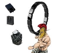 VIVIZEN Hemys Brazalete de Hematita para Hombre: Borde Masculino Natural, Piedra Legendaria - Inspirado en Romanos y Vikingos (Talla S para 16.5-17.5 cm)