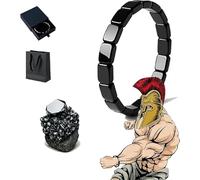 VIVIZEN Hemys Brazalete de Hematita para Hombre: Borde Masculino Natural, Piedra Legendaria - Inspirado en Romanos y Vikingos (Talla XL para 19.3-20.3 cm)