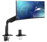VIVO Aluminum Mount Fits up to 49 inch Ultrawide Monitor, Single Articulating Pneumatic Arm, Clamp-on Desk Stand, Fits 1 Screen with Max VESA 200x100