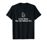Vivo aquí, mi Gato lo Permite, Divertido Juego de Palabras Camiseta