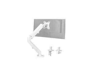 VIVO Articulating Single 17 to 27 inch Pneumatic Spring Arm Clamp-on Desk Mount Stand | Fits 1 Monitor Screen with Max VESA 100x100, White (STAND