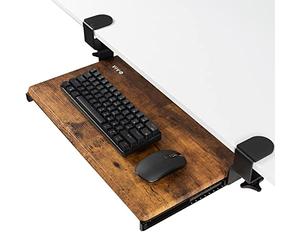 VIVO Bandeja pequeña para teclado, extraíble debajo del escritorio con sistema de montaje de abrazadera C extra resistente, cajón de plataforma deslizante de 20 (26 con abrazaderas) x 11 pulgadas,