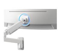 Vivo Brazo de Monitor de Aluminio de para Pantallas ultraanchas de hasta 49 Pulgadas y 44 Libras, Montaje en Pared Individual, Altura neumática, VESA máxima 100 x 100, Blanco