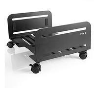 VIVO CART-PC01L - Soporte móvil de acero para CPU y torre ATX grande, ajustable de 19,8 a 35,6 cm, ruedas con bloqueo, soporte para ordenador para juegos, negro