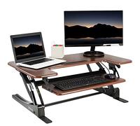 VIVO Convertidor de Escritorio de pie de 36 Pulgadas de Altura Ajustable, estación de Trabajo elevadora de Monitor Doble, Madera Oscura, DESK-V000VD