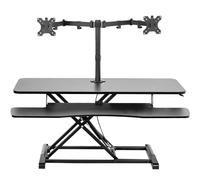 VIVO Convertidor de escritorio de pie de 42 pulgadas de altura ajustable con soporte doble para monitor de 13 a 30 pulgadas, soporte para monitor de pie y elevador de escritorio, negro, DESK-V042KB-M2
