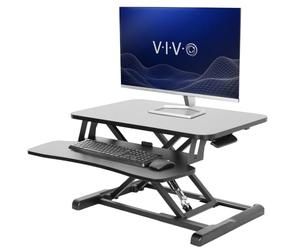 Vivo DESK-V026KB Escritorio con altura ajustable, estación de trabajo de pie o sentado para dos monitores y portátil, con bandeja para teclado, negro, 66 cm