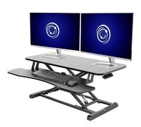 Vivo DESK-V036KB Escritorio con altura ajustable, estación de trabajo de pie o sentado para dos monitores y portátil, con bandeja para teclado amplia, negro, 91,4 cm