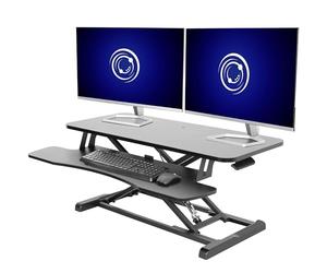 Vivo DESK-V036KB Escritorio con altura ajustable, estación de trabajo de pie o sentado para dos monitores y portátil, con bandeja para teclado amplia, negro, 91,4 cm