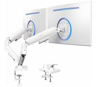 VIVO Monitor Dual de hasta 32 Pulgadas y 20 Libras por Pantalla, Soporte de Escritorio de Brazo mecánico, contrapeso articulado, Soporte VESA, clásico, Blanco STAND-V002OW