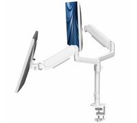 VIVO Soporte de Brazo de Monitor Dual para Pantallas de 17 a 32 Pulgadas, Ajuste neumático de Altura, inclinación articulada Completa, Giratorio, Soporte VESA Resistente con Abrazadera en C de